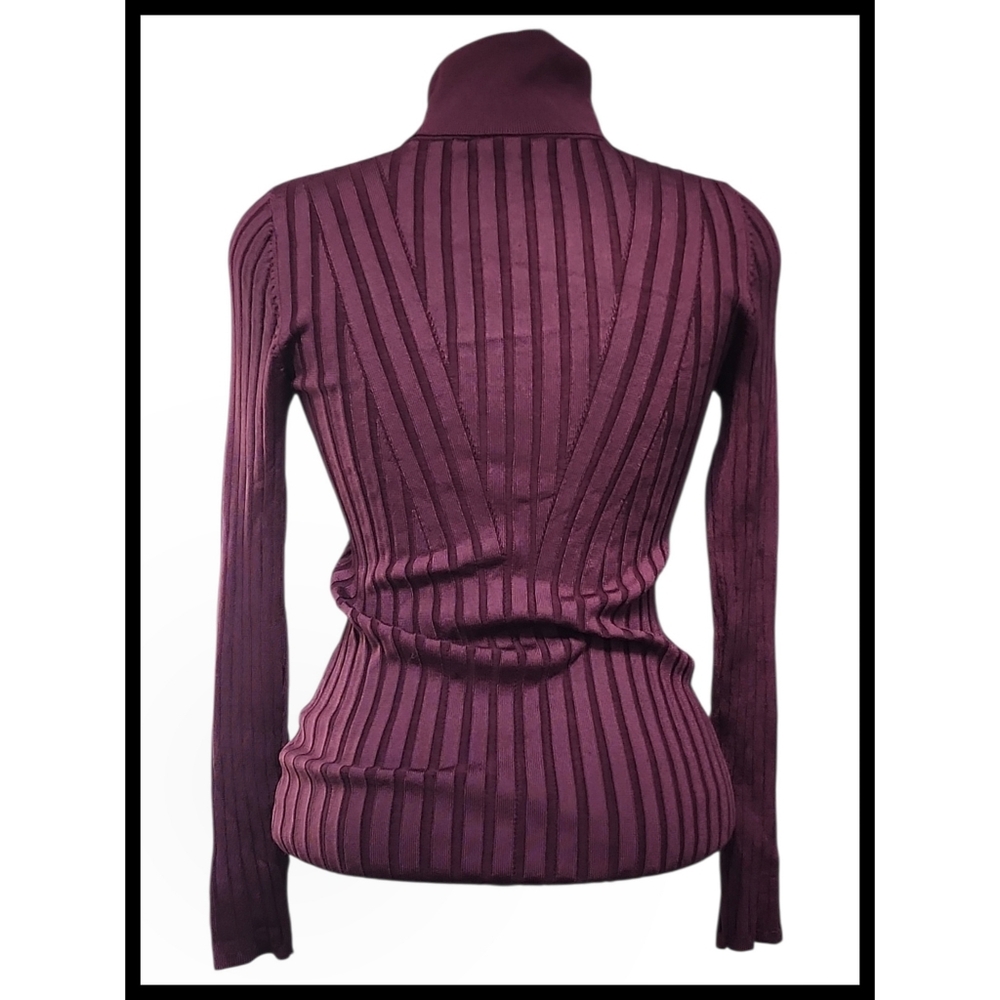NWT White House Black Market Ribbed Turtleneck Skinny Top Port Wine Medium NEW - Picture 4 of 11
